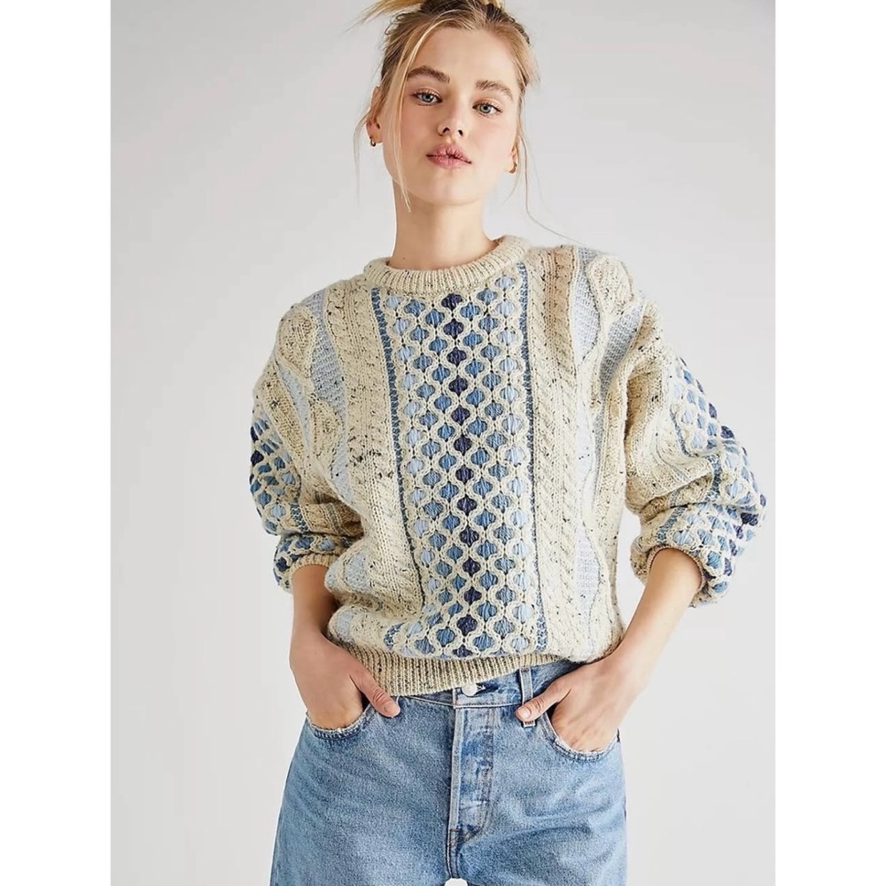 Free People x Mad Brown Speckled Recycled Wool Sweater Jumper